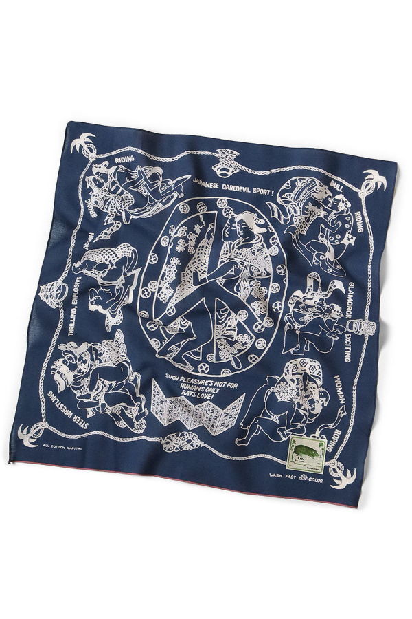 Kapital Fastcolor Selvedge Bandana - Navy/Yobai