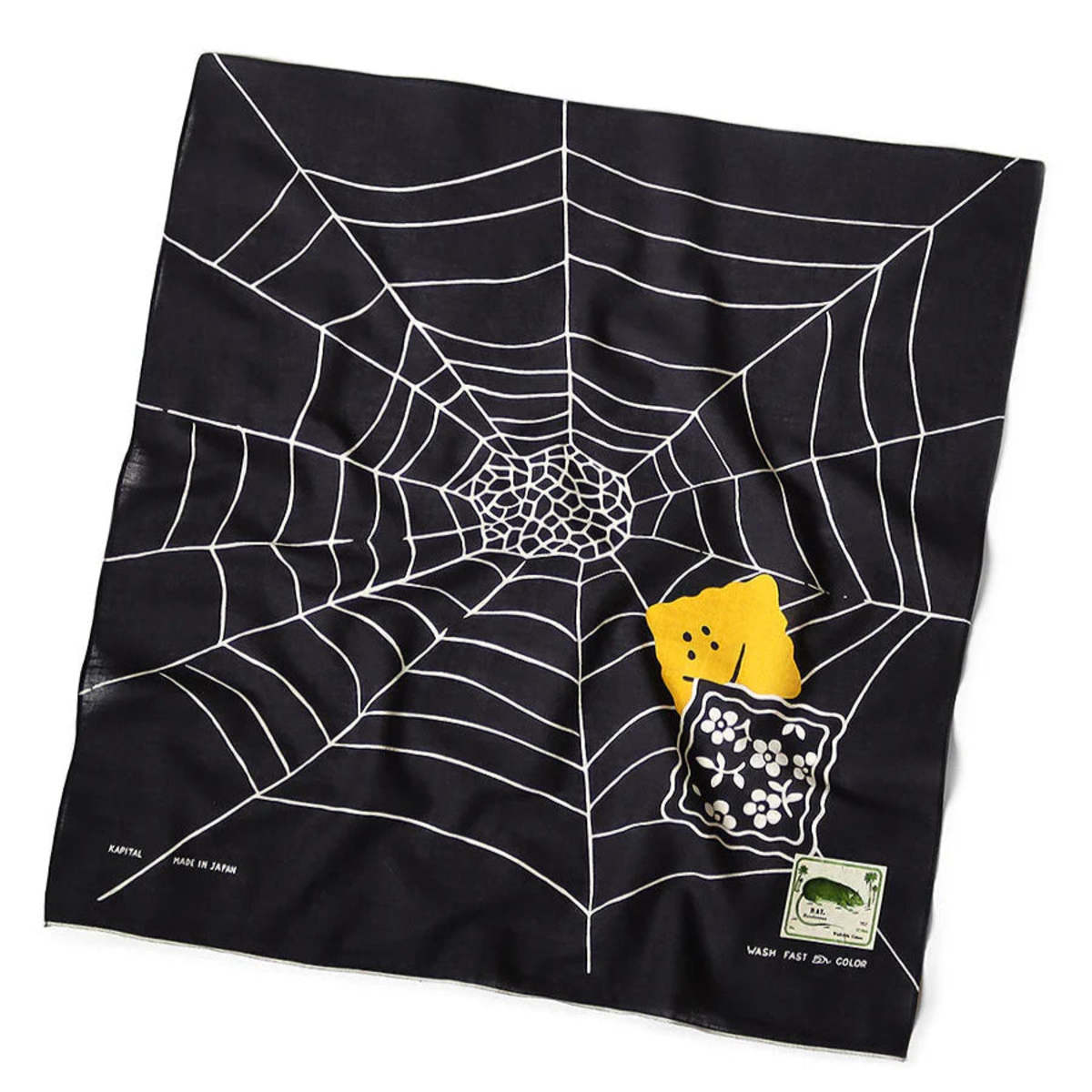 Kapital Fastcolor Selvedge Bandanna - Black/Spider Peckish Rainbowy - Image 2 of 7