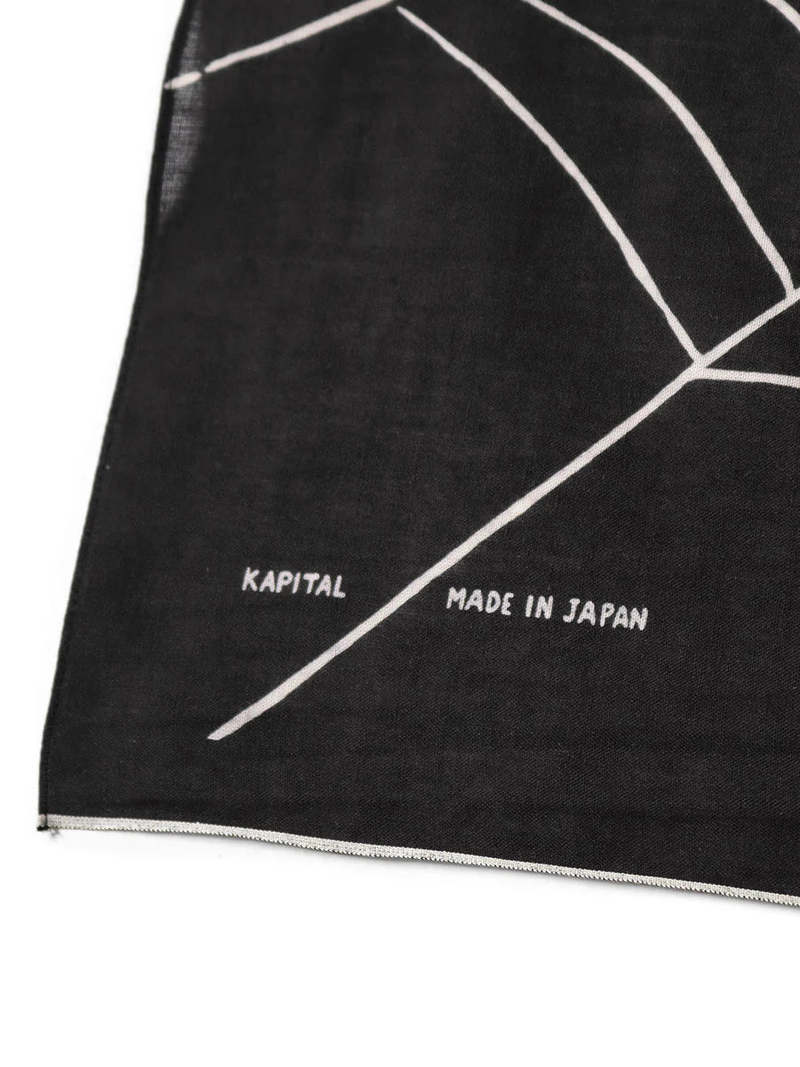 Kapital Fastcolor Selvedge Bandanna - Black/Spider Peckish Rainbowy