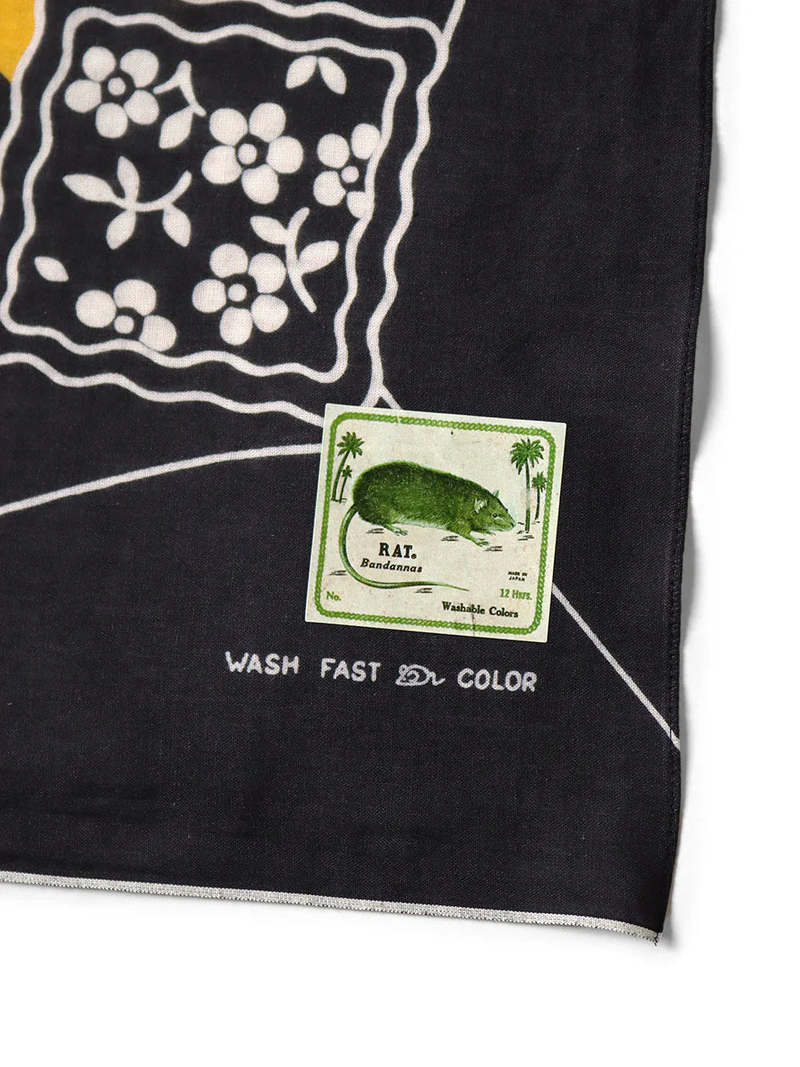 Kapital Fastcolor Selvedge Bandanna - Black/Spider Peckish Rainbowy
