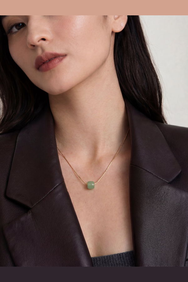 Seree Beetle Bead Jade Necklace - Light Green