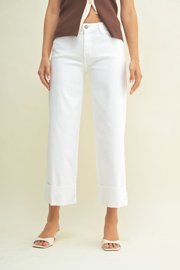 Just Black Denim The Scissor Cut Cuffed Wide Leg Jeans - Dark Denim