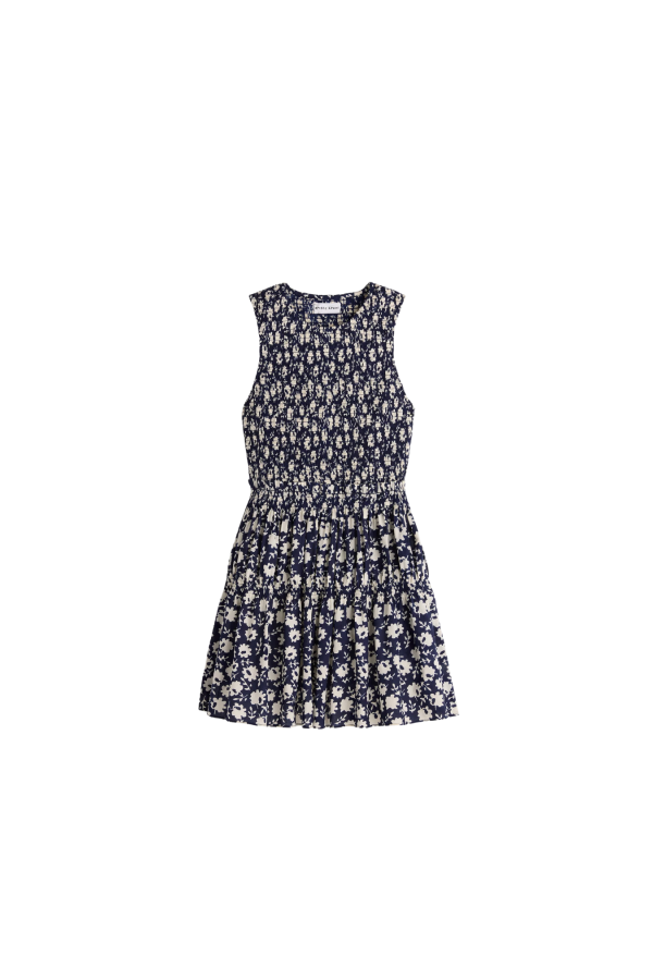 Apiece Apart Lore Smocked Mini Dress - Navy Floral Stamp