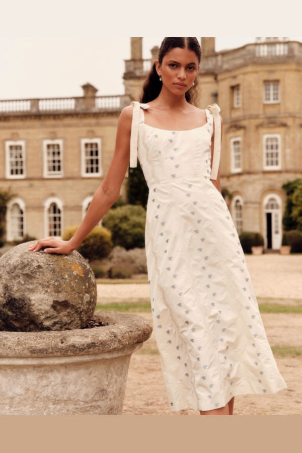 MARKARIAN Rosalina Midi Dress - Ivory Floral Stripe