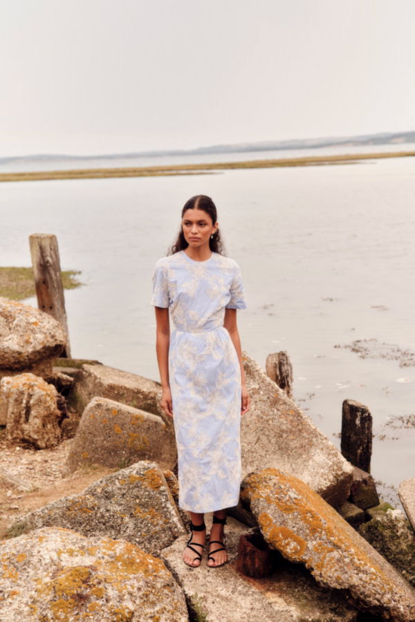 MARKARIAN Sweetbriar Midi Dress - Ivory / Blue Floral