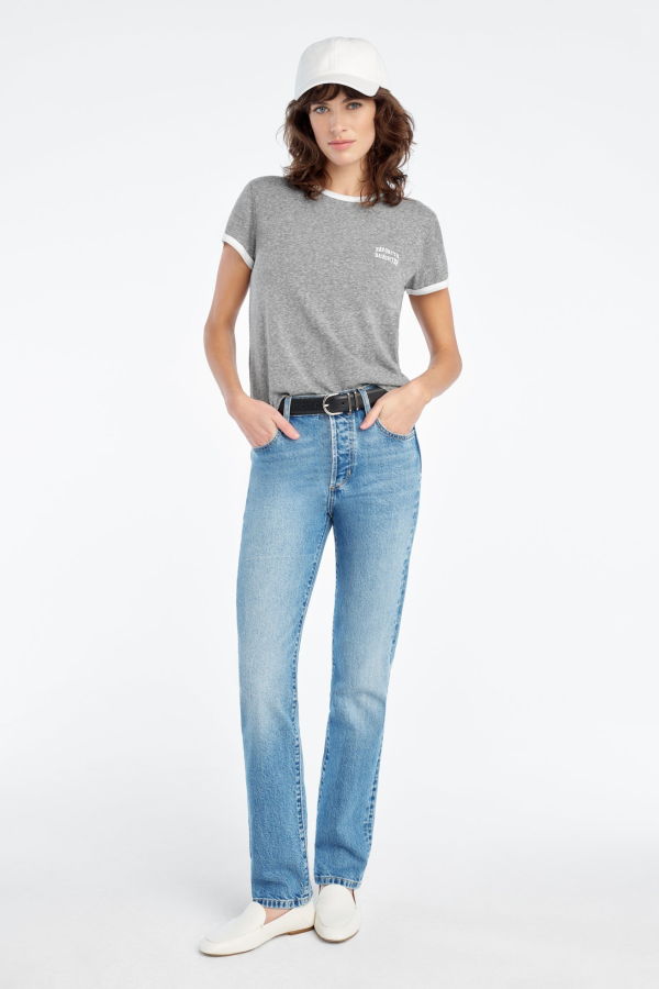 Favorite Daughter The Collegiate Chest Logo Ringer Tee