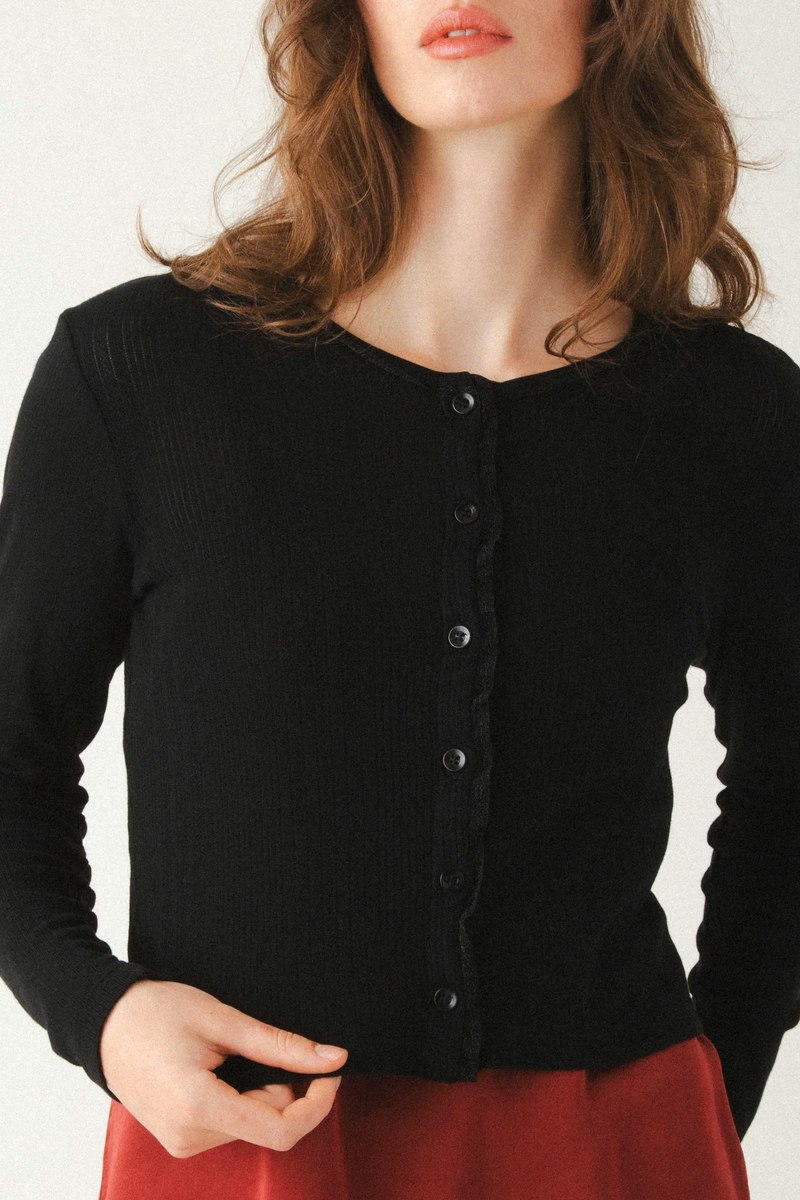 Prairie Underground Pretty In Pointelle Cardigan - Black