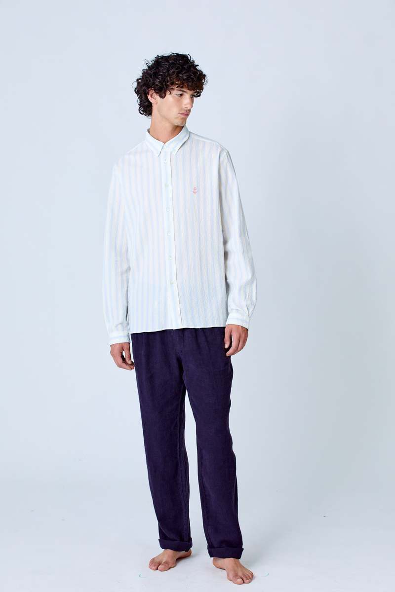 La Paz Teles Shirt - Pale Blue Stripe