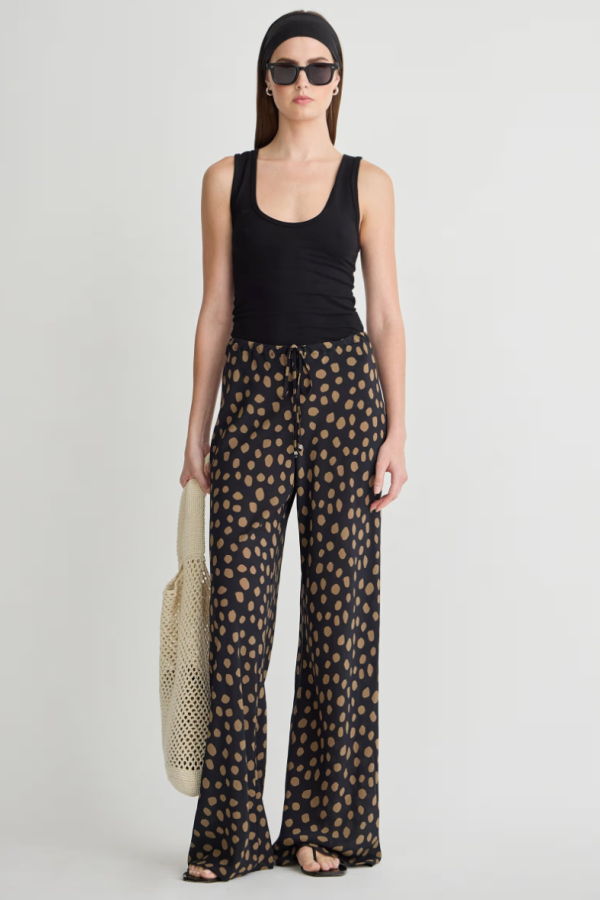 Apiece Apart Ink Bias Silk Pant - Black/Camel