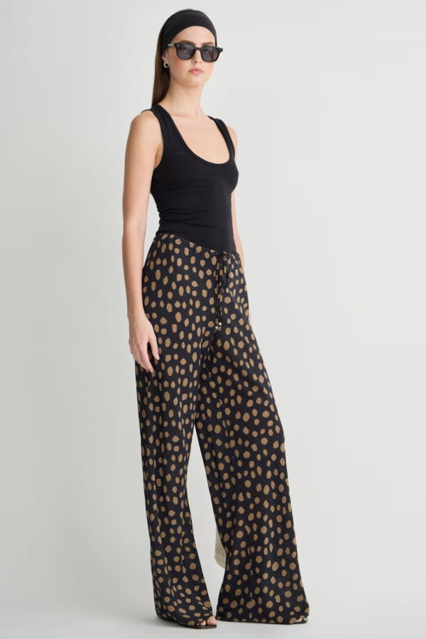 Apiece Apart Ink Bias Silk Pant - Black/Camel