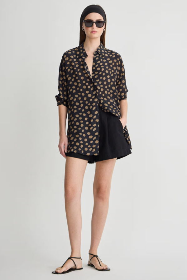 Apiece Apart Isolde Button Down Top - Black/Camel