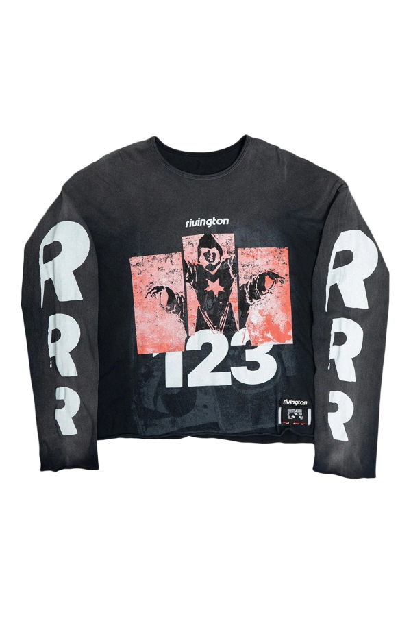 RIVINGTON ROI REBIS Left Out Enemy LS Tee - Vintage Black
