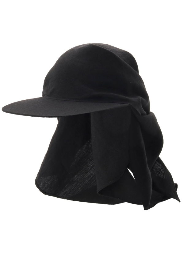 Yohji Yamamoto High D Linen Bandana Cap - Black