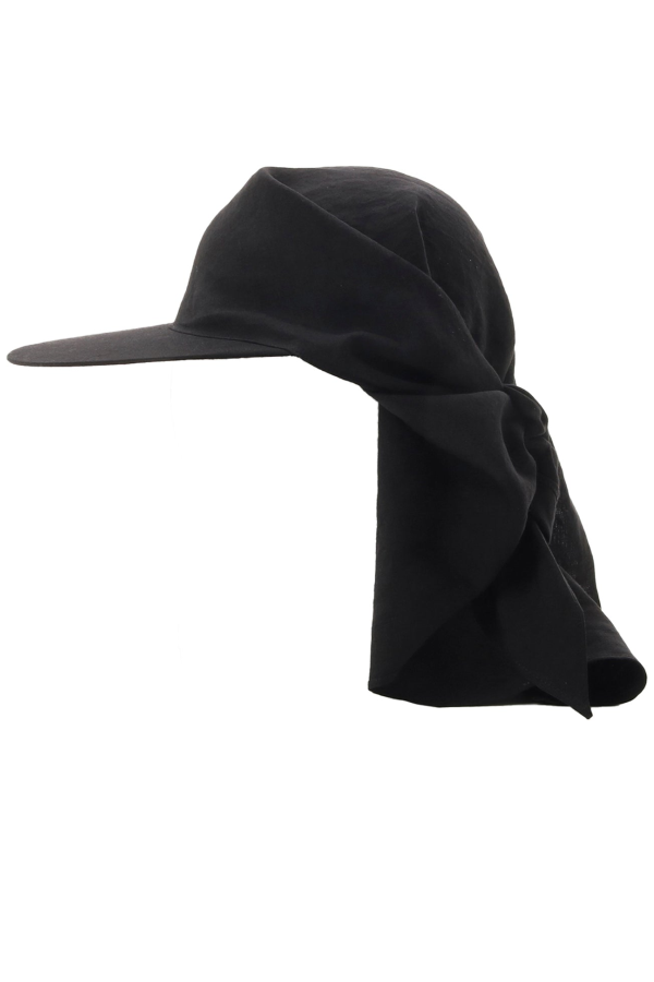 Yohji Yamamoto High D Linen Bandana Cap - Black