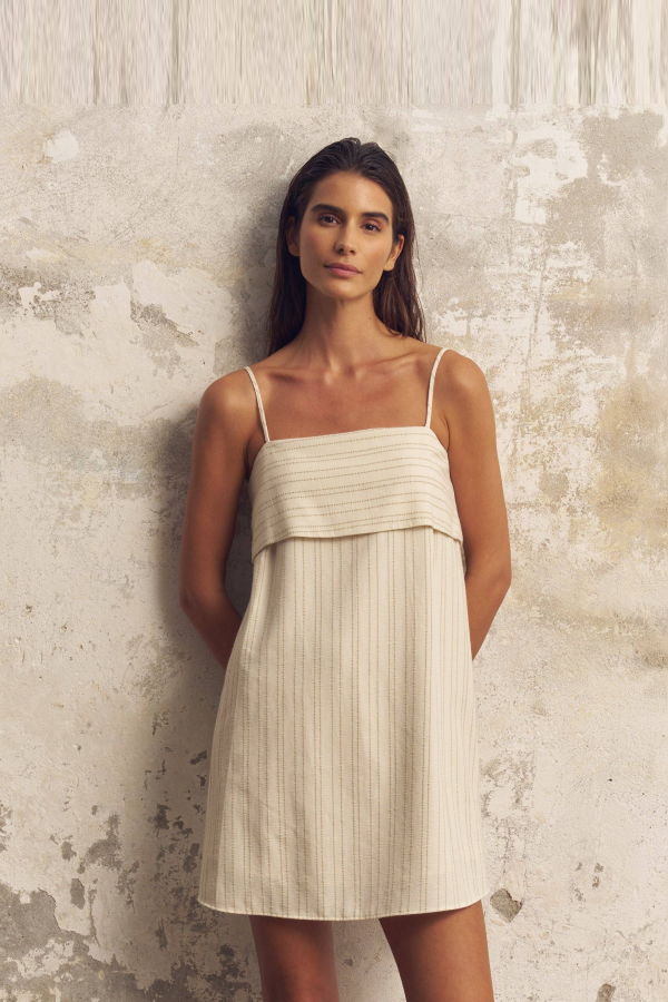 The Handloom Oatmeal Stripe Mini Dress