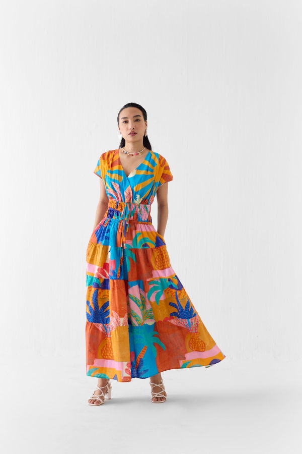 IKKIVI Kota Cinched Waist Dress - Multi-Color