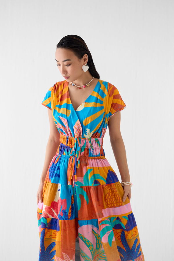 IKKIVI Kota Cinched Waist Dress - Multi-Color