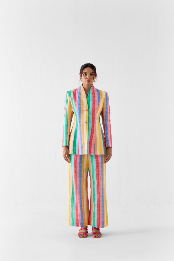 IKKIVI Leher Blazer Co-ord Set - Multi-Color