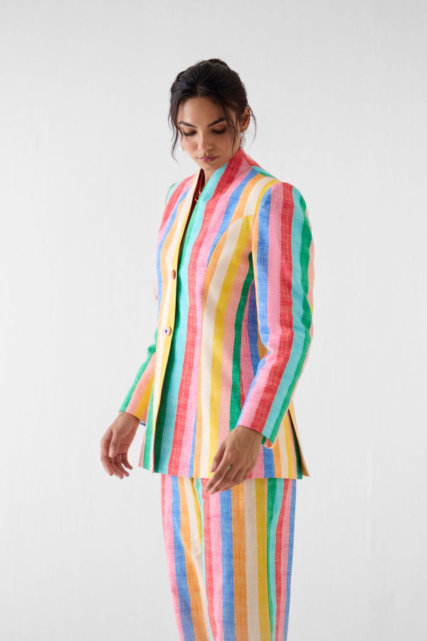 IKKIVI Leher Blazer Co-ord Set - Multi-Color