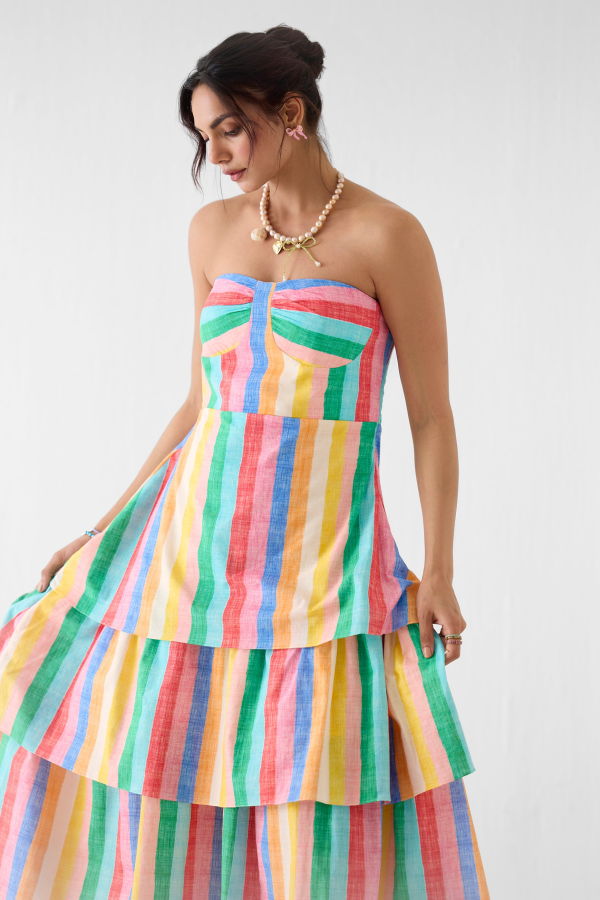 IKKIVI Leher Tiered Off-Shoulder Dress