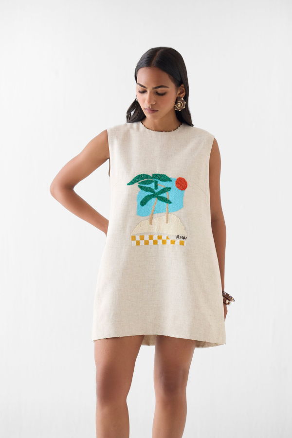 IKKIVI Sahara Day Short Dress - Off-White