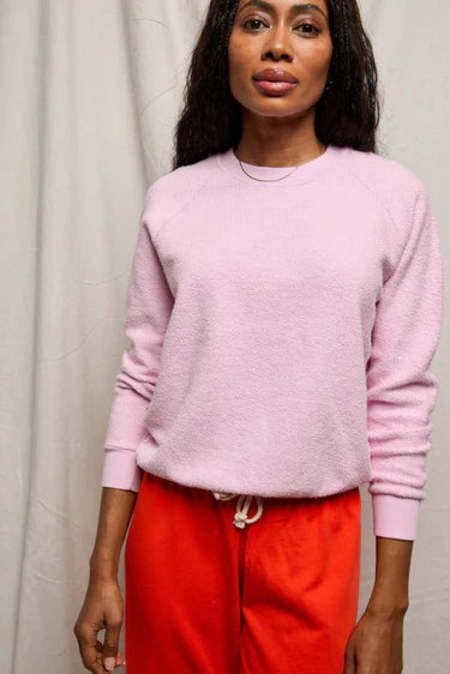 Simone Wild Velvet Raglan Sweater - Firered/Taupe | Garmentory
