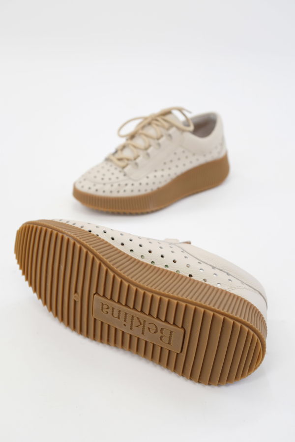Beklina Pensionata Perforated Lace Up Sneaker - Off White