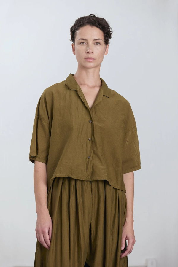 Black Crane Cropped Shirt