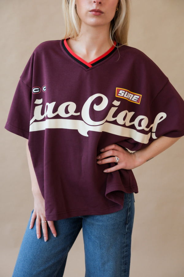 CIAO CIAO Enzo Sport Jersey Top - Burgundy