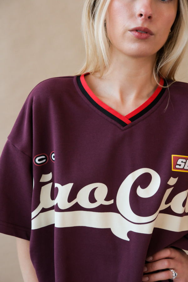 CIAO CIAO Enzo Sport Jersey Top - Burgundy