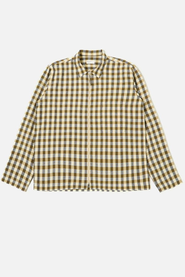 Universal Works Aberdeen Lincot Zip Shirt - Olive