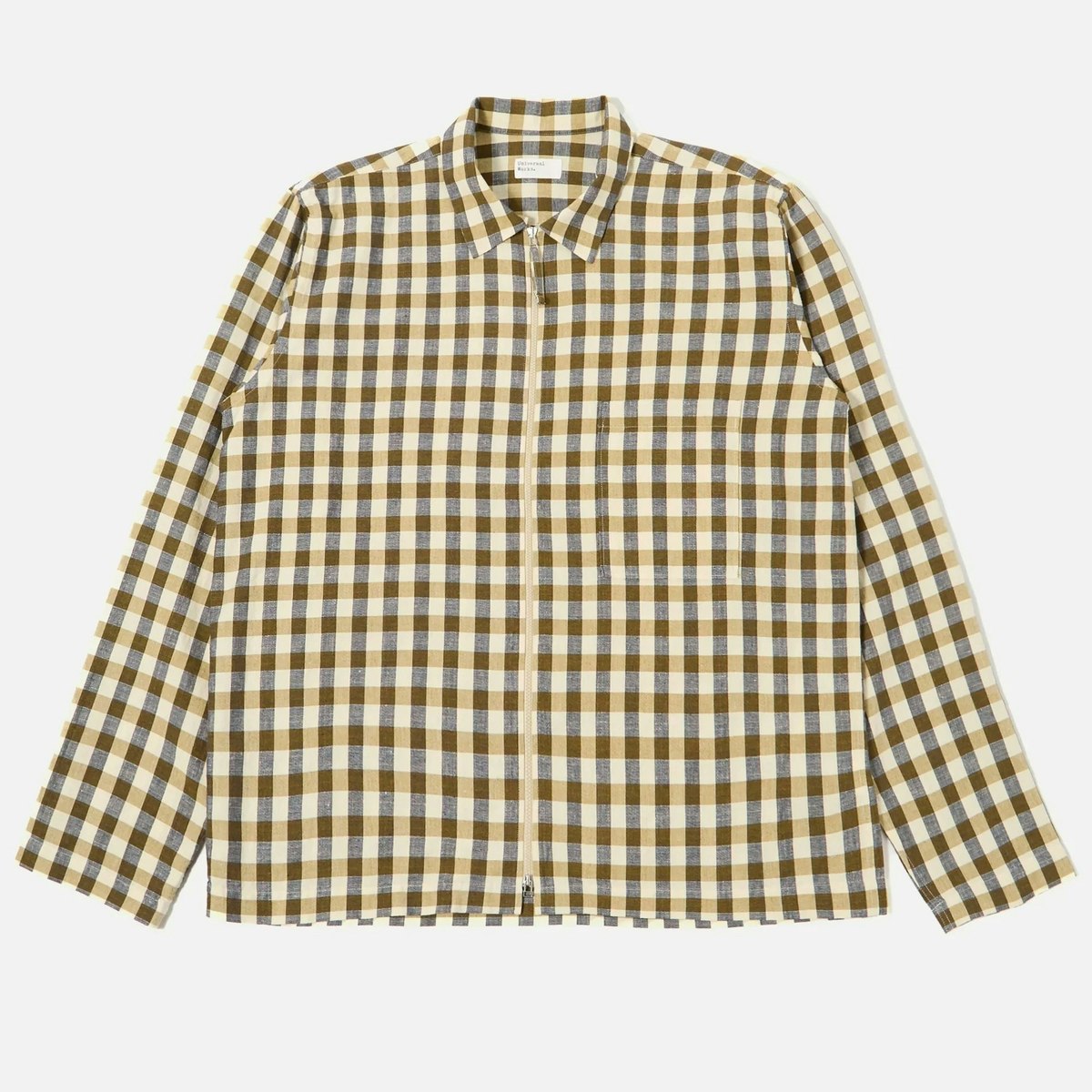Universal Works Aberdeen Lincot Zip Shirt - Olive - Image 2 of 8