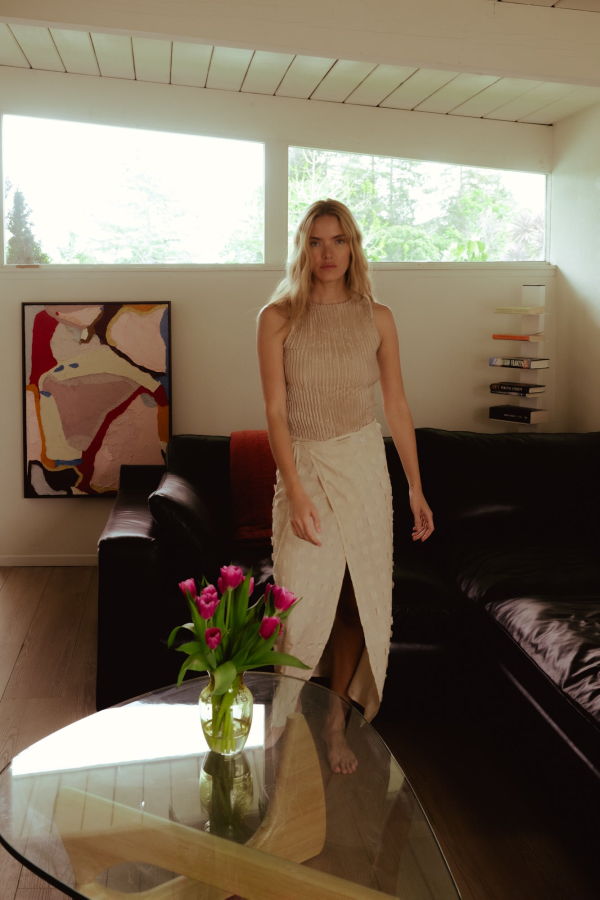 AZUR Muga Silk Offcuts Wrap Long Skirt