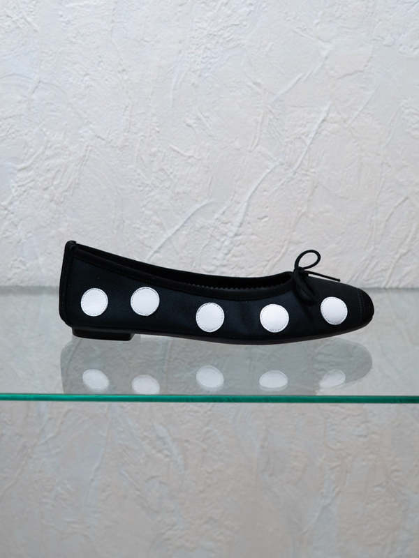 Hai x Reqins Harmony Ballerina Flats - Black/White Polka Dot