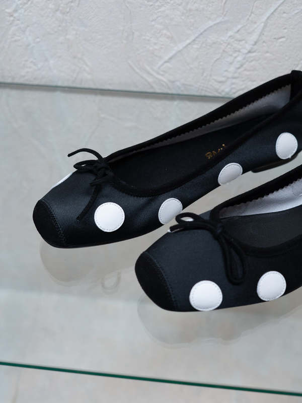 Hai x Reqins Harmony Ballerina Flats - Black/White Polka Dot