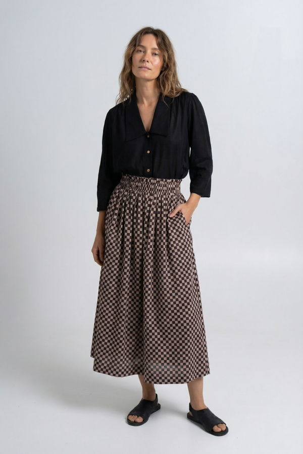 World Of Crow Block Printed Skirt - Black/White