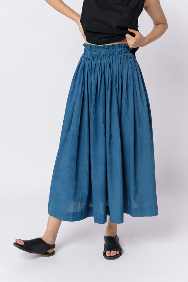 World of Crow Pleated Skirt - Indigo