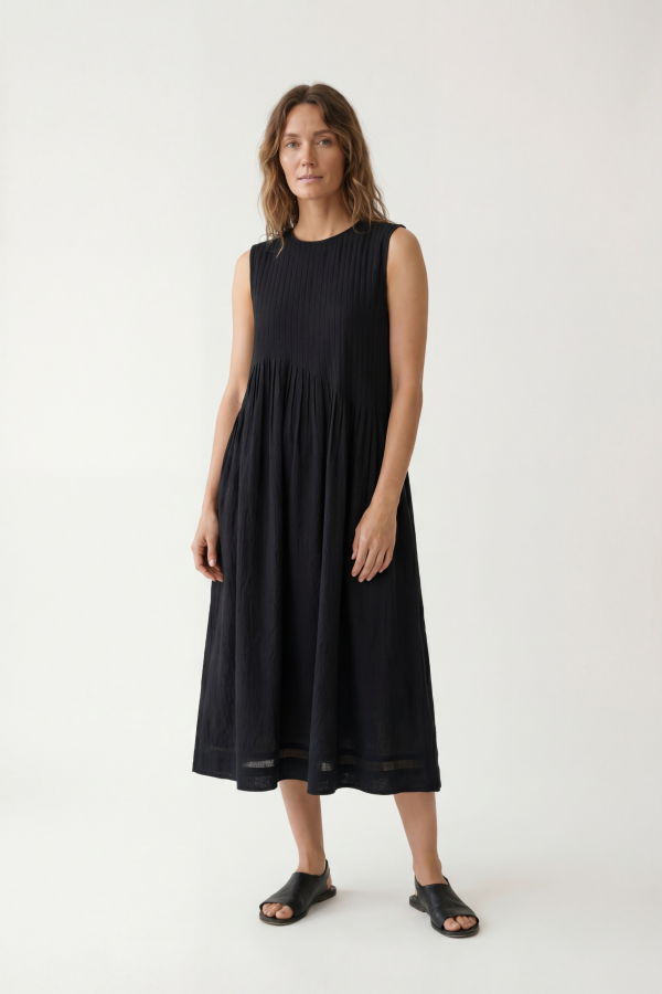 World of Crow Cotton Minimal Dress - Black