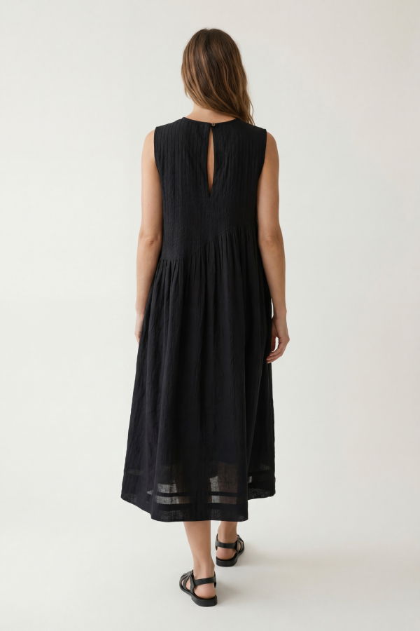 World of Crow Cotton Minimal Dress - Black