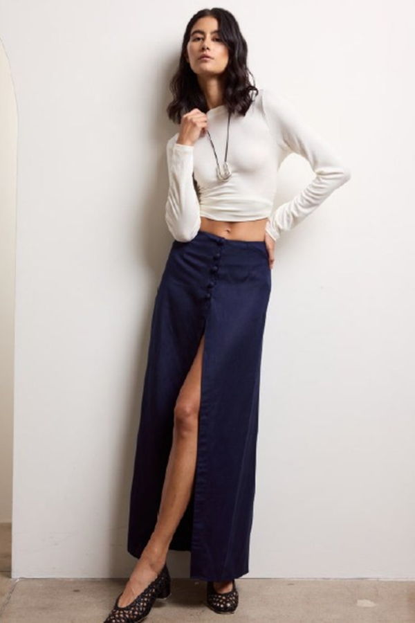 Onia High Slit Maxi Skirt - Navy