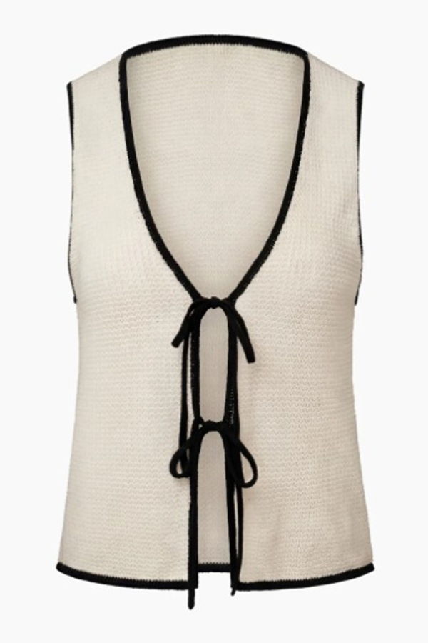 Onia Linen Knit Tie Front Tank