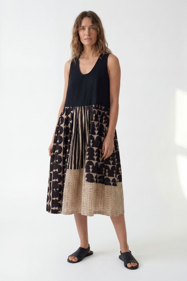 World of Crow The Erica Dress - Block Print