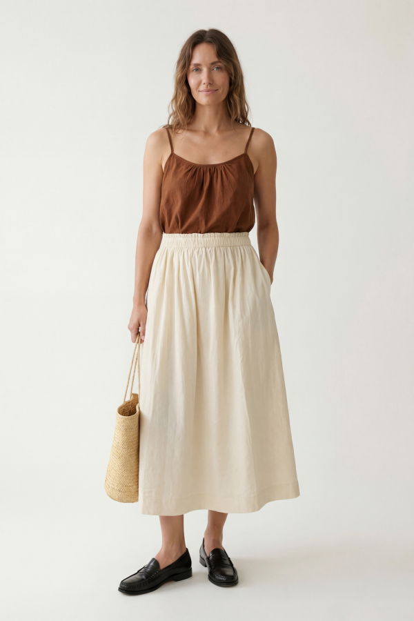 World of Crow Cotton Pleated Skirt - Off White