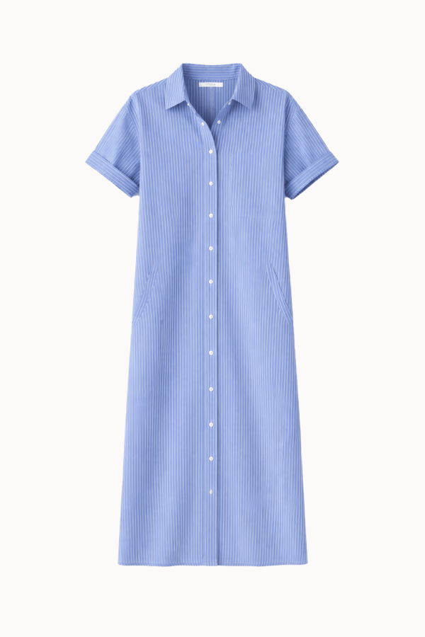 Arlo Mott Emerson Split Back Dress - Blue Stripe