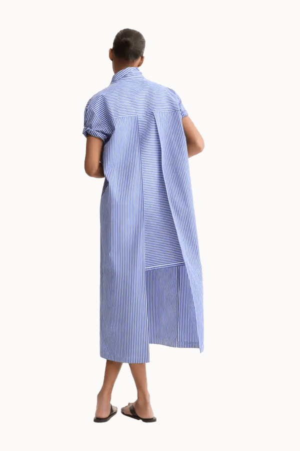 Arlo Mott Emerson Split Back Dress - Blue Stripe