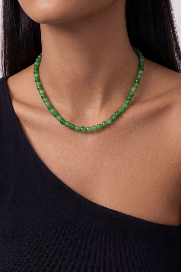 seree Jade Beaded Necklace - Lime Green