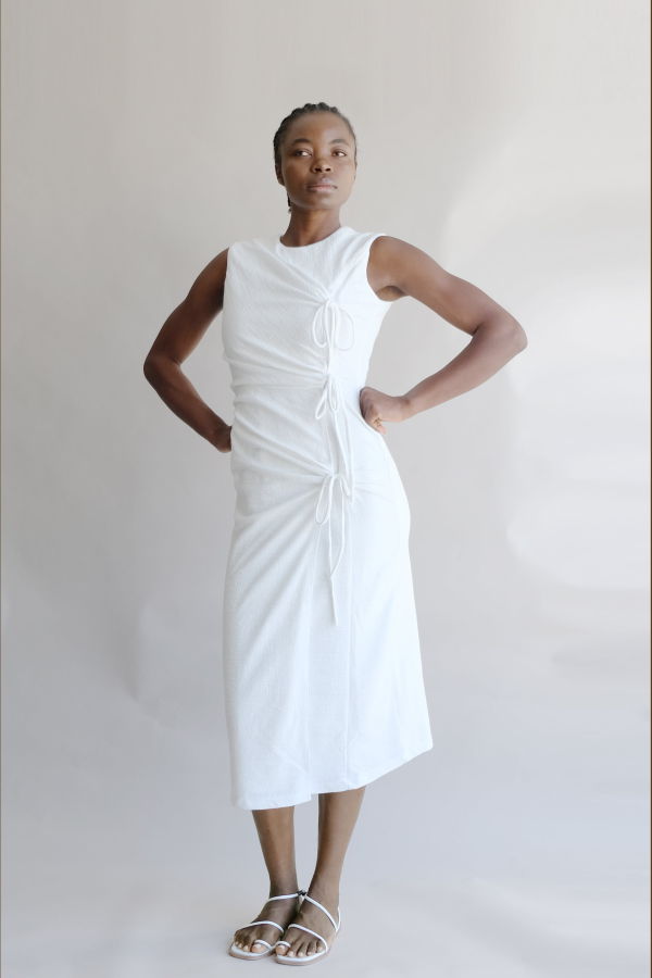 OhSevenDays Margaret Tie Midi Dress - White