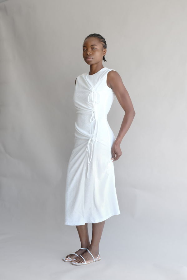 OhSevenDays Margaret Tie Midi Dress - White