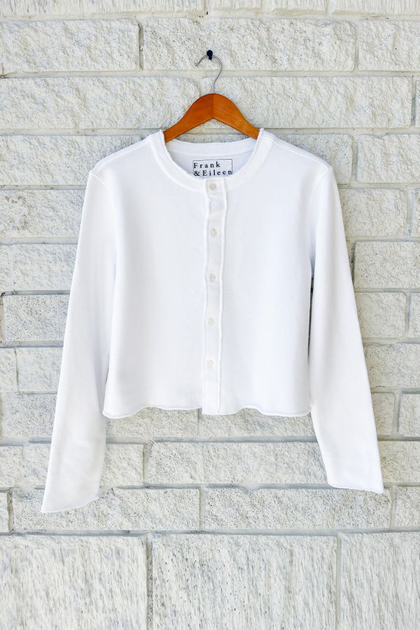 Frank & Eileen Jackie Sweatshirt Cardigan - White