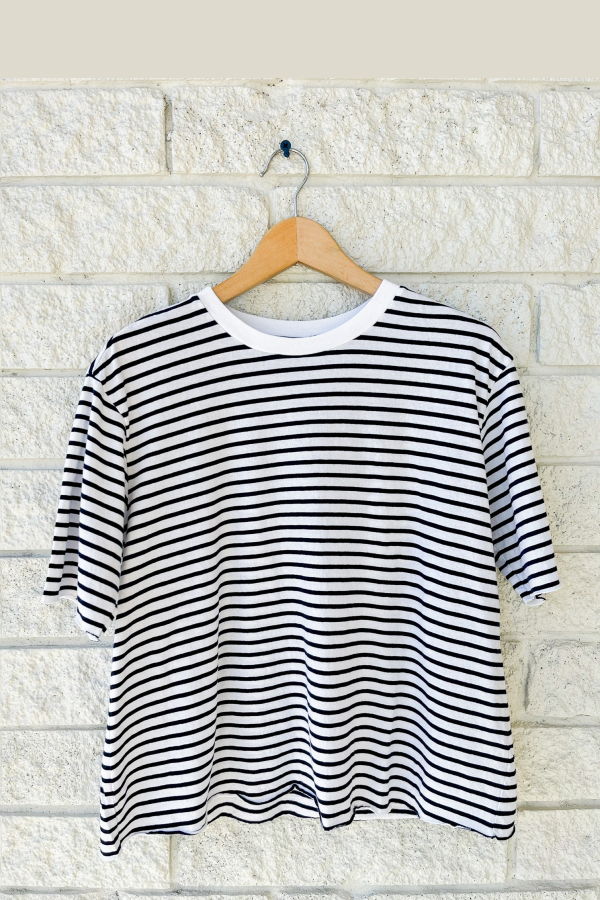 Frank & Eileen Perry NYC Crewneck Tee - White Navy Stripe